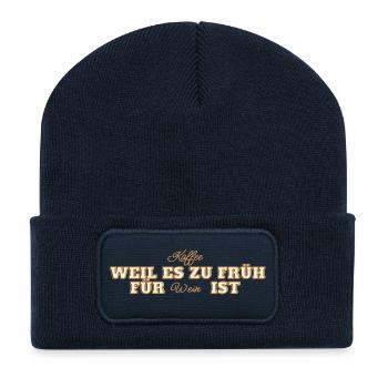 Coffee because it's too early for wine - Recycled Patch Beanie - french navy - Front
