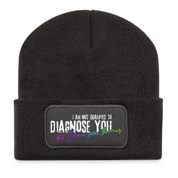 I am not qualified to diagnose you! - Recycelte Patch Beanie - Dunkelgrau - Vorne