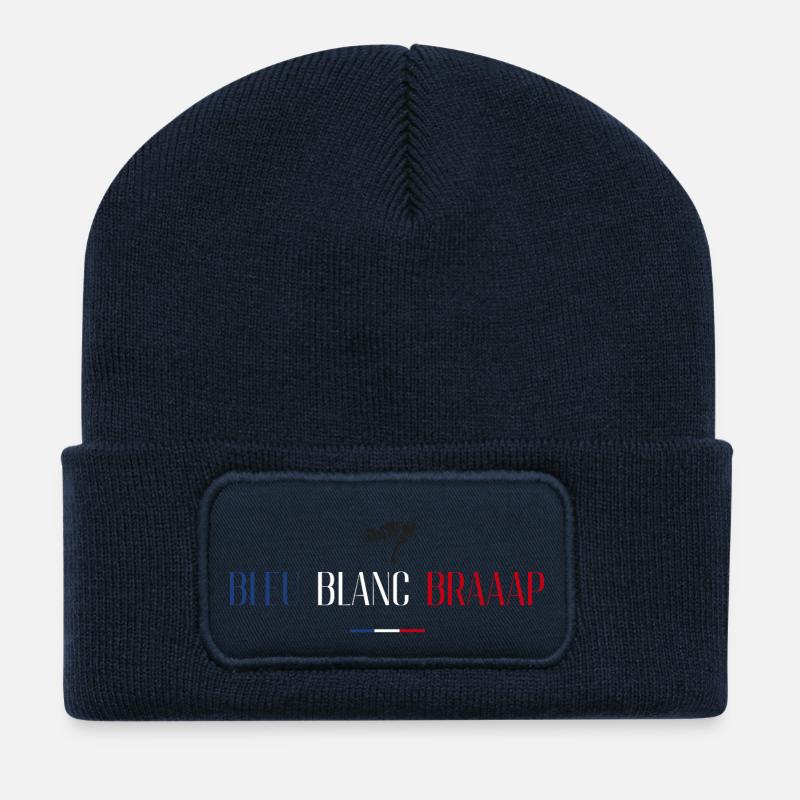 Blue white motorcycle braaap - Recycled Patch Beanie - french navy
