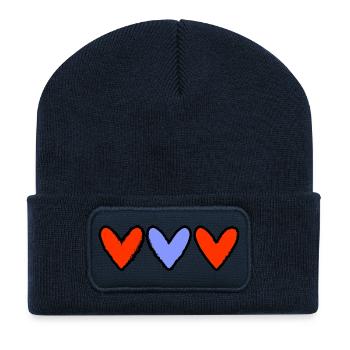 HERZ. PAAR. VALENTINSTAG. GERADE VERHEIRATET. Junggesellinnenabschied. - Recycelte Patch Beanie - French Navy - Vorne