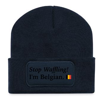 Hör auf zu schwafeln, ich bin Belgier - Recycelte Patch Beanie - French Navy - Vorne