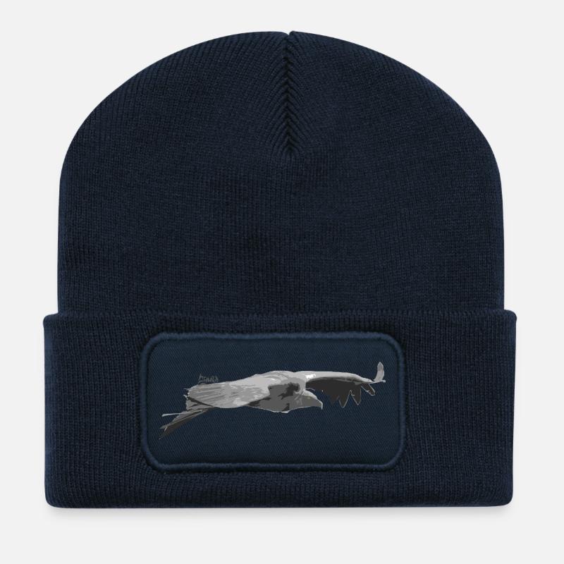 Silhouette de vautour fauve - Beanie recyclé à patch - bleu marine