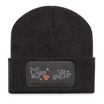 Aimer un autre cœur - Beanie recyclé à patch - charbon - Devant