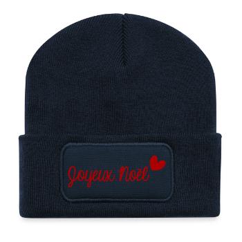 NOËL. JOYEUX NOËL. MERRY CHRISTMAS. PÈRE NOËL - Beanie recyclé à patch - bleu marine - Devant