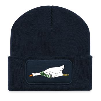Lustiger fliegender Enten-Gänseschal – gemütlicher Winterurlaub - Recycelte Patch Beanie - French Navy - Vorne
