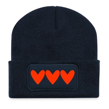 VALENTINSTAG. HERZ. ICH LIEBE DICH. ICH LIEBE DICH - Recycelte Patch Beanie - French Navy - Vorne