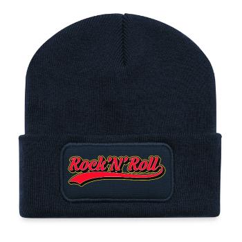 Logo rétro Rock 'N' Roll - Beanie recyclé à patch - bleu marine - Devant