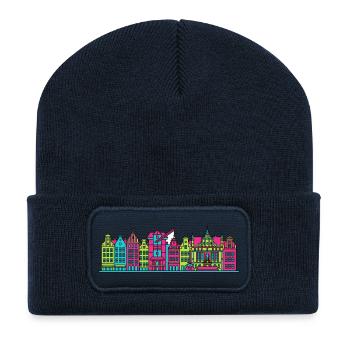 Gdaziger Stadtschirm Neptun-Brunnen-Kunst - Recycelte Patch Beanie - French Navy - Vorne