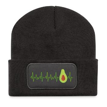 Avocado Heartbeat Avo Vegetarian - Beanie recyclé à patch - charbon - Devant