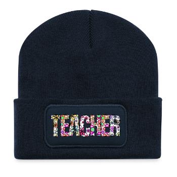 Floral Alphabet Bloom - Recycelte Patch Beanie - French Navy - Vorne