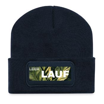 Lauf Grünes Blattdesign - Recycelte Patch Beanie - French Navy - Vorne