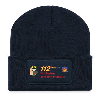 Wir löschen auch ihre Festplatte - Feuerwehr - Recycelte Patch Beanie - French Navy - Vorne