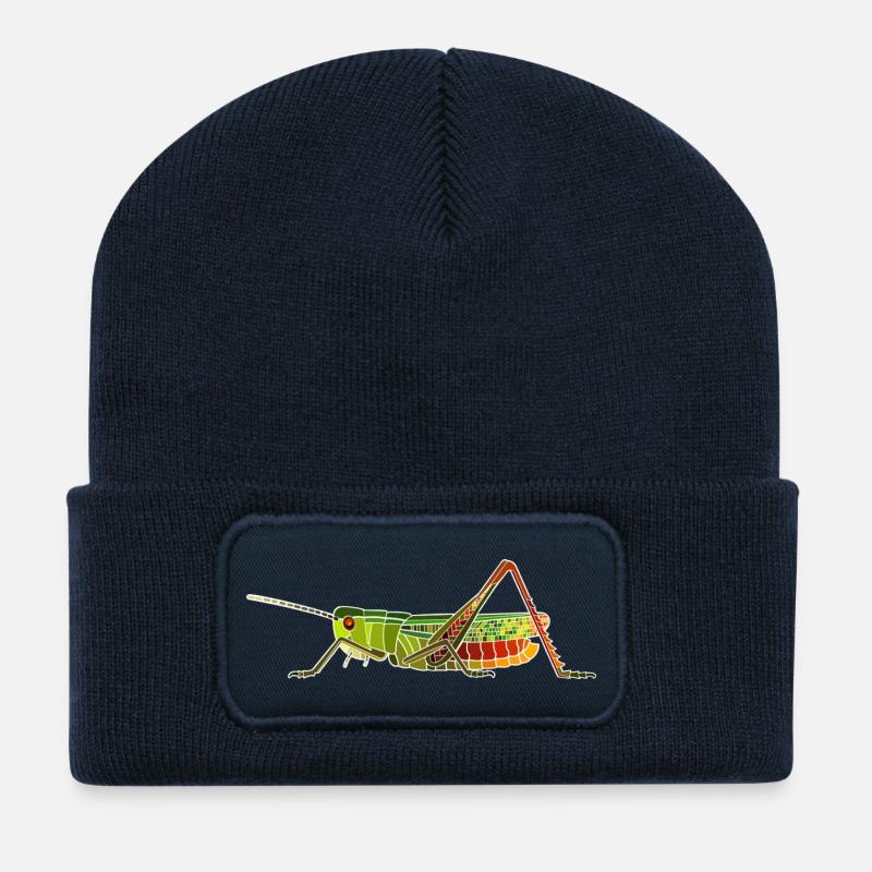 Heath grasshopper - Recycled Patch Beanie - french navy