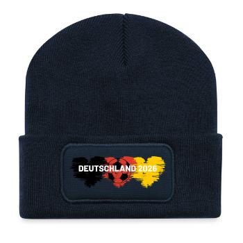 Fußball Herz Deutschland 2026 - Recycelte Patch Beanie - French Navy - Vorne