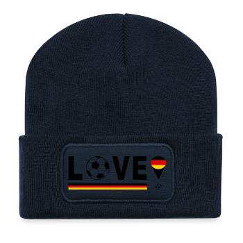 Football Coupe du Monde du Drapeau Allemand LOVE - Beanie recyclé à patch - bleu marine - Devant