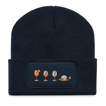 Cocktail Alkohol Pegelstand - Recycelte Patch Beanie - French Navy - Vorne