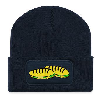 Sandwich Slipper Motiv - Recycelte Patch Beanie - French Navy - Vorne