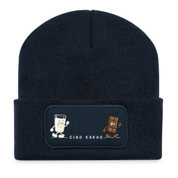 Ciao Kakao Milch Schokolade Wortspiel Humor - Recycelte Patch Beanie - French Navy - Vorne