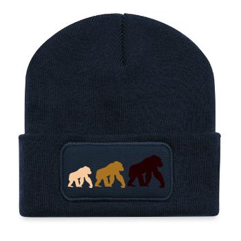Dreier Gorillas Silhouetten - Recycelte Patch Beanie - French Navy - Vorne