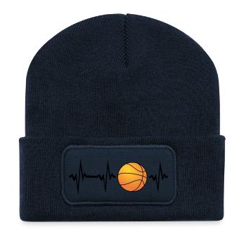 Mein Herz schlägt für Basketball - Recycelte Patch Beanie - French Navy - Vorne