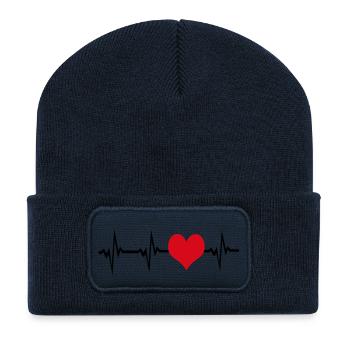 Mein Herz Schlag liebt dich - Recycelte Patch Beanie - French Navy - Vorne