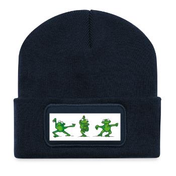 Sei kein Frosch - mach Tai Chi - Recycelte Patch Beanie - French Navy - Vorne