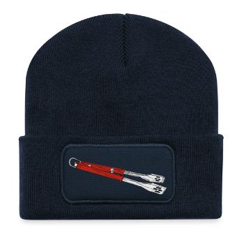 bbq barbecue barbecue burger beef bacon steak spare - Recycled Patch Beanie - french navy - Front