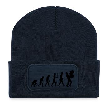 Evolution Paketzusteller T-Shirt Postbote Geschenk - Recycelte Patch Beanie - French Navy - Vorne