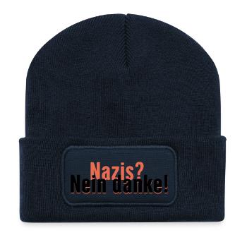 Nazis? Nein danke! - Recycelte Patch Beanie - French Navy - Vorne
