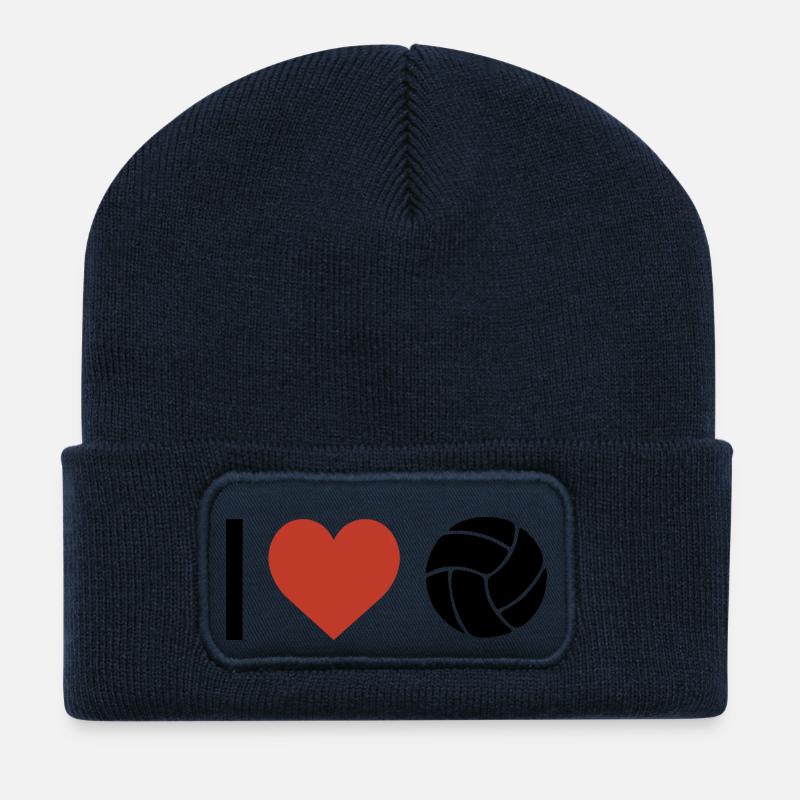 Ich Herz Volleyball Sport - Recycelte Patch Beanie - French Navy