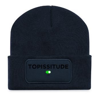 Topissitude on - Beanie recyclé à patch - bleu marine - Devant