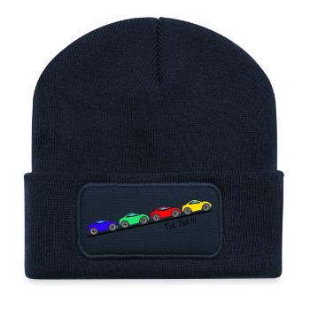4 Autos für Kinder ... Tut Tut - Recycelte Patch Beanie - French Navy - Vorne
