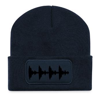 audio_waves_f1 - Recycled Patch Beanie - french navy - Front
