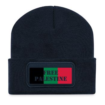 Free Palestine - Beanie recyclé à patch - bleu marine - Devant