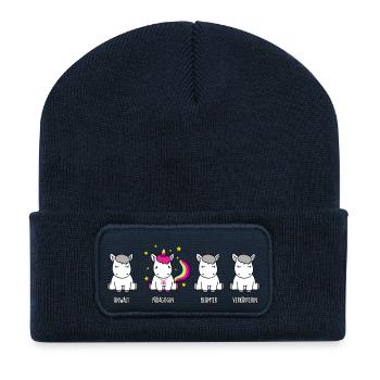 Pädagogin - das Einhorn in der Berufswelt - Recycelte Patch Beanie - French Navy - Vorne