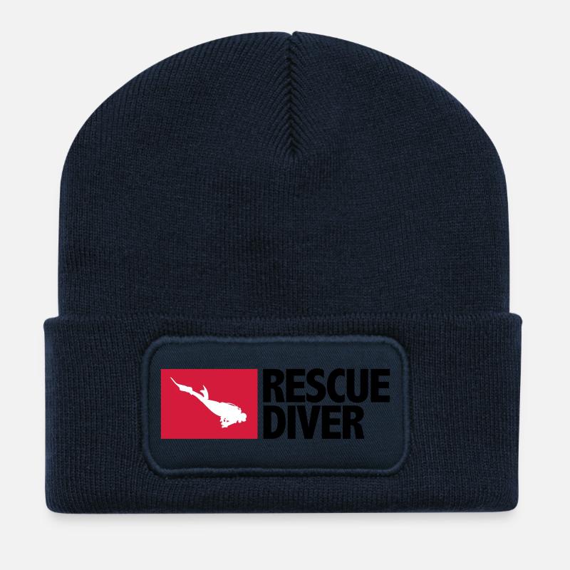 Rescue Diver - Beanie recyclé à patch - bleu marine