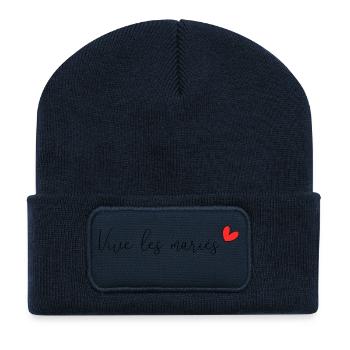VIVE LES MARIES. JUST MARRIED. VIVE LES MARIES - Beanie recyclé à patch - bleu marine - Devant