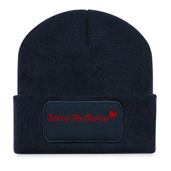 FÊTE DES MÈRES. BONNE FÊTE MAMAN. MAMAN. JE T'AIME - Beanie recyclé à patch - bleu marine - Devant