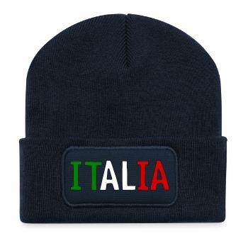 Italia - Beanie recyclé à patch - bleu marine - Devant