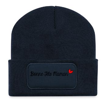 BONNE FÊTE. FÊTE DES MÈRES. FÊTE DES PÈRES. FÊTE - Beanie recyclé à patch - bleu marine - Devant