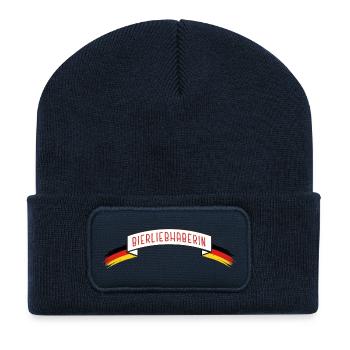 Amateur de bière avec drapeau DE - Beanie recyclé à patch - bleu marine - Devant