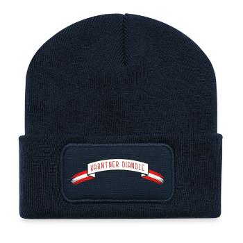 Kärntner Diandle, Banderole mit Austria Flagge - Recycelte Patch Beanie - French Navy - Vorne