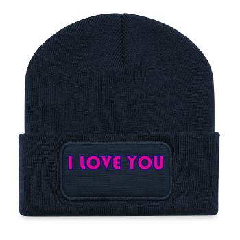I LOVE YOU. LOVE. COUPLE. JUST MARRIED. bachelorette party - Recycled Patch Beanie - french navy - Front