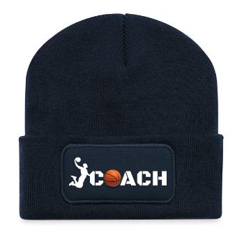Basketball Coach Silhouette - Recycled Patch Beanie - french navy - Front