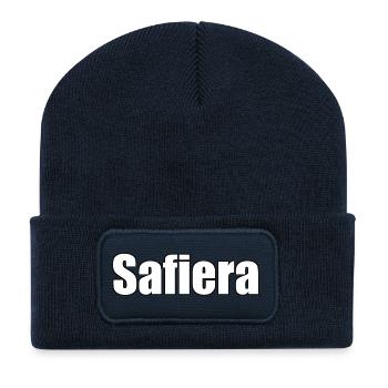 Safiera - (Human Name) - Recycled Patch Beanie - french navy - Front