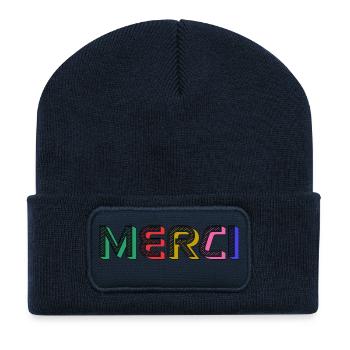 MERCI - Beanie recyclé à patch - bleu marine - Devant