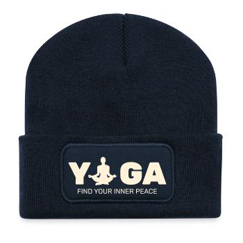 Yoga innerer Frieden Entspannung Frauen - Recycelte Patch Beanie - French Navy - Vorne