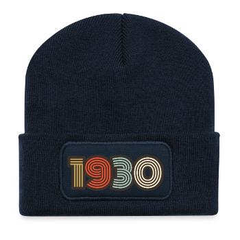 1930 rétro vintage - Beanie recyclé à patch - bleu marine - Devant