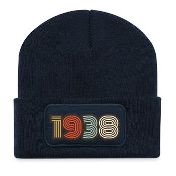 1938 Retro Jahrgang - Recycelte Patch Beanie - French Navy - Vorne