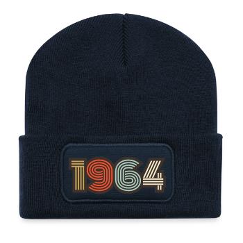 1964 rétro vintage - Beanie recyclé à patch - bleu marine - Devant